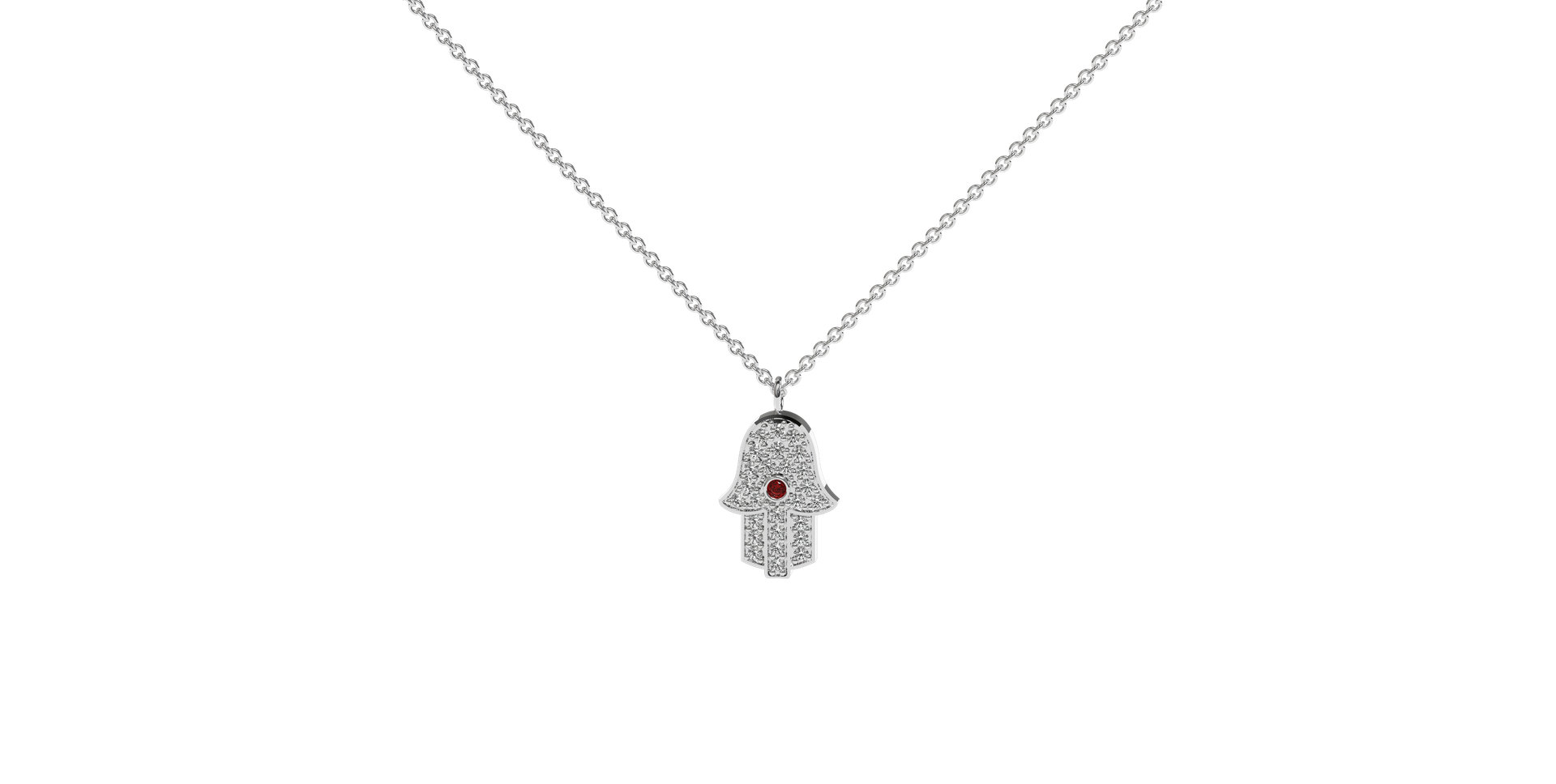 Diamond necklace with Ruby Hamsa