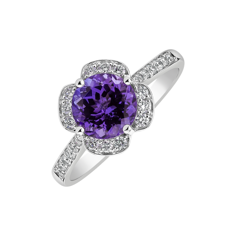 Diamond ring with Amethyst Flower Parade