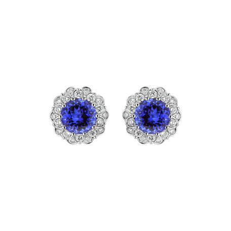 Diamond earrings with Tanzanite Princess Bloom