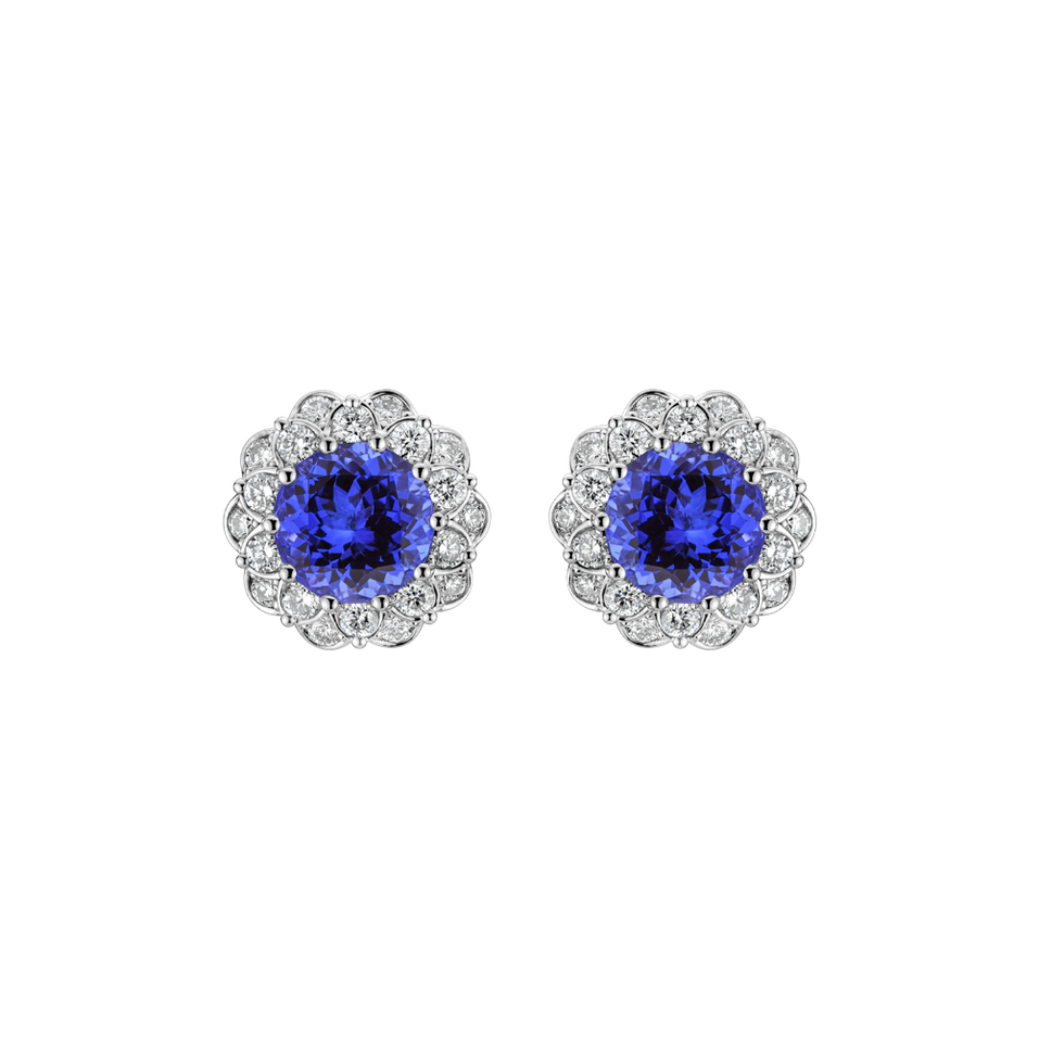 Diamond earrings with Tanzanite Princess Bloom