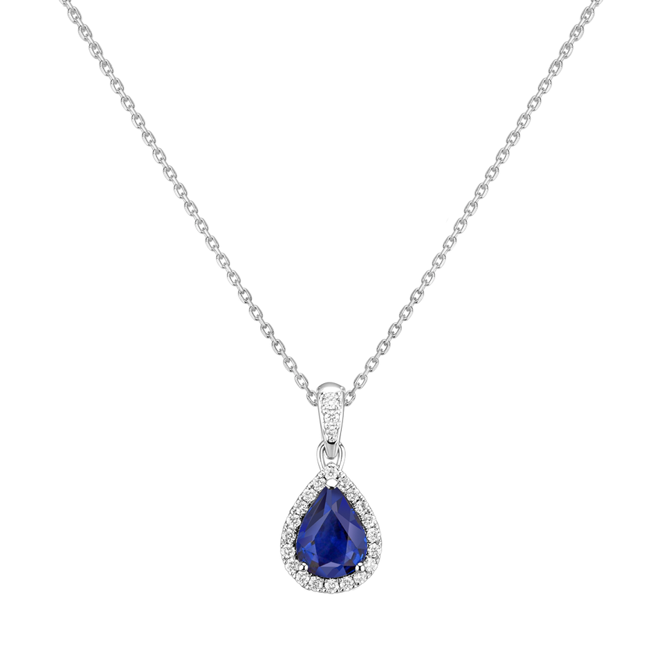 Diamond pendant with Sapphire Sapphire Tear