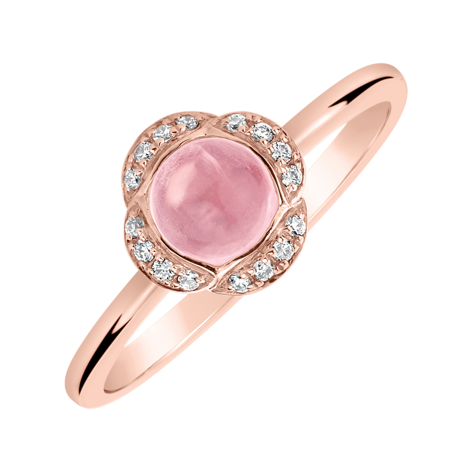 Diamond ring with Rose Quartz Pink Candy