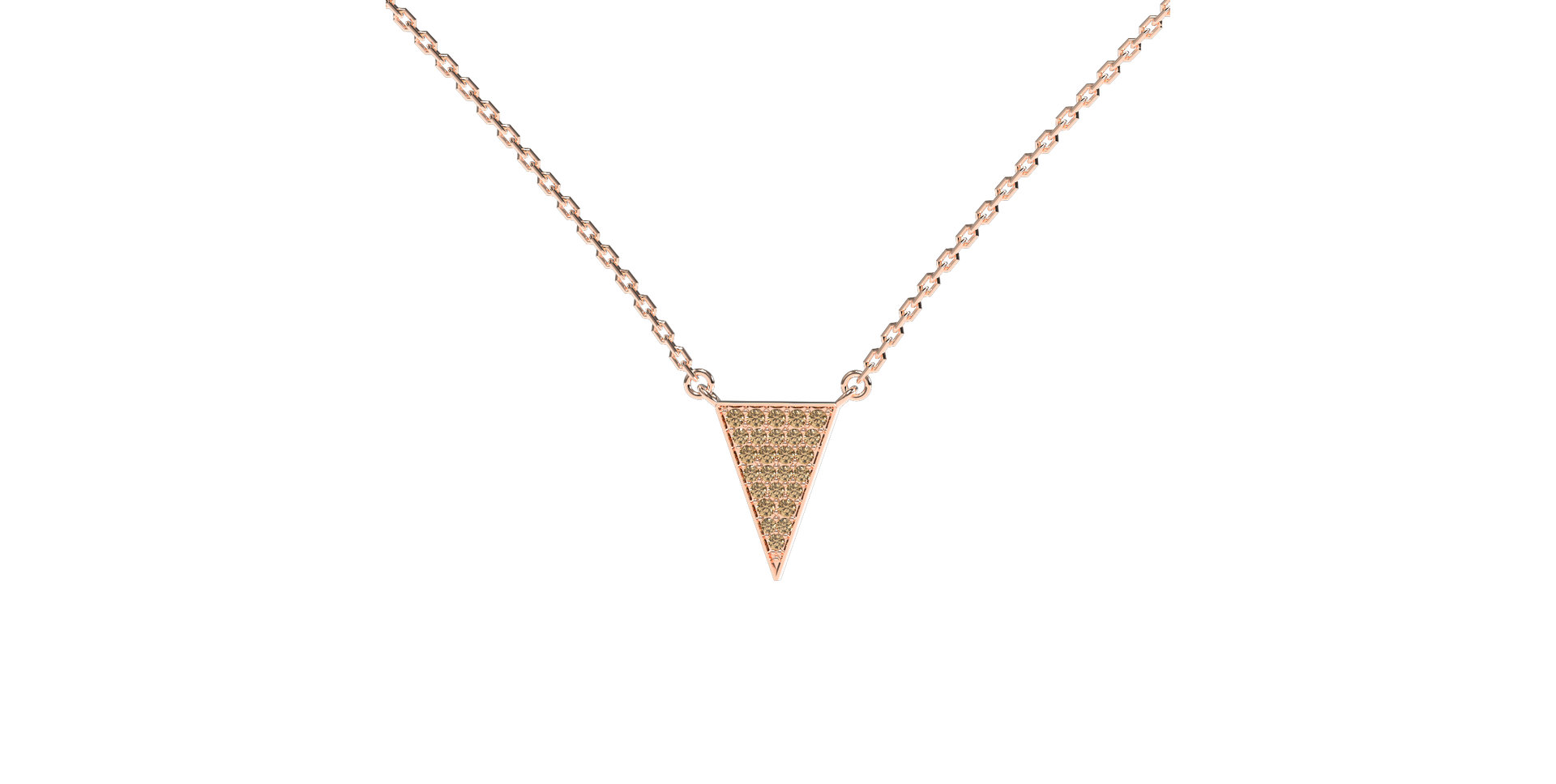 Necklace with brown and white diamonds Shiny Triangle