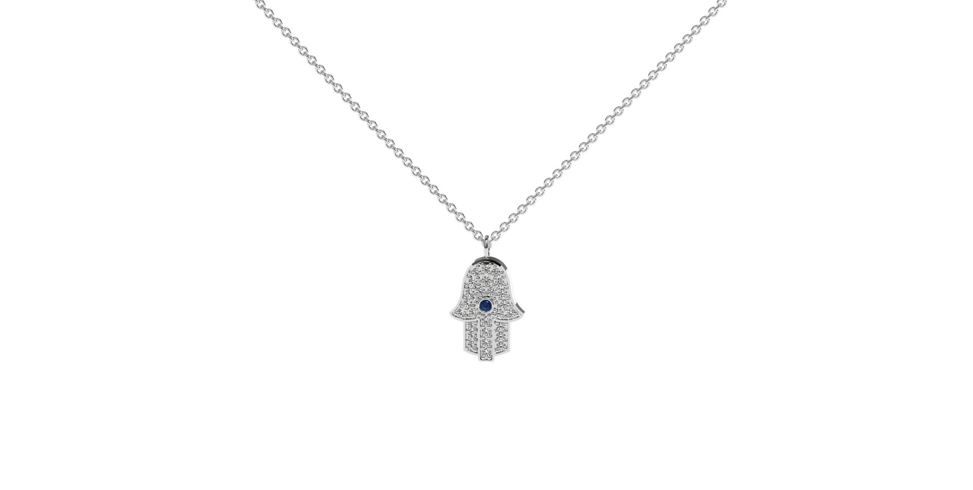 Diamond necklace with Sapphire Hamsa