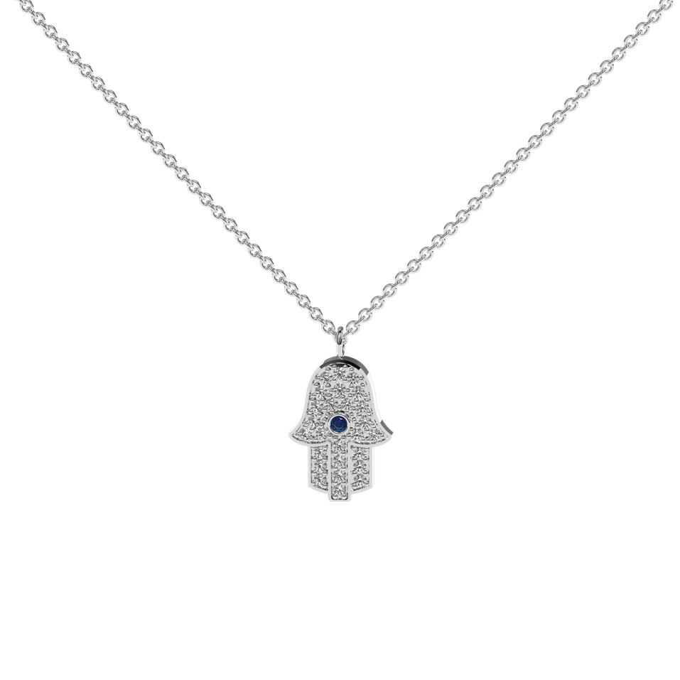 Diamond necklace with Sapphire Hamsa