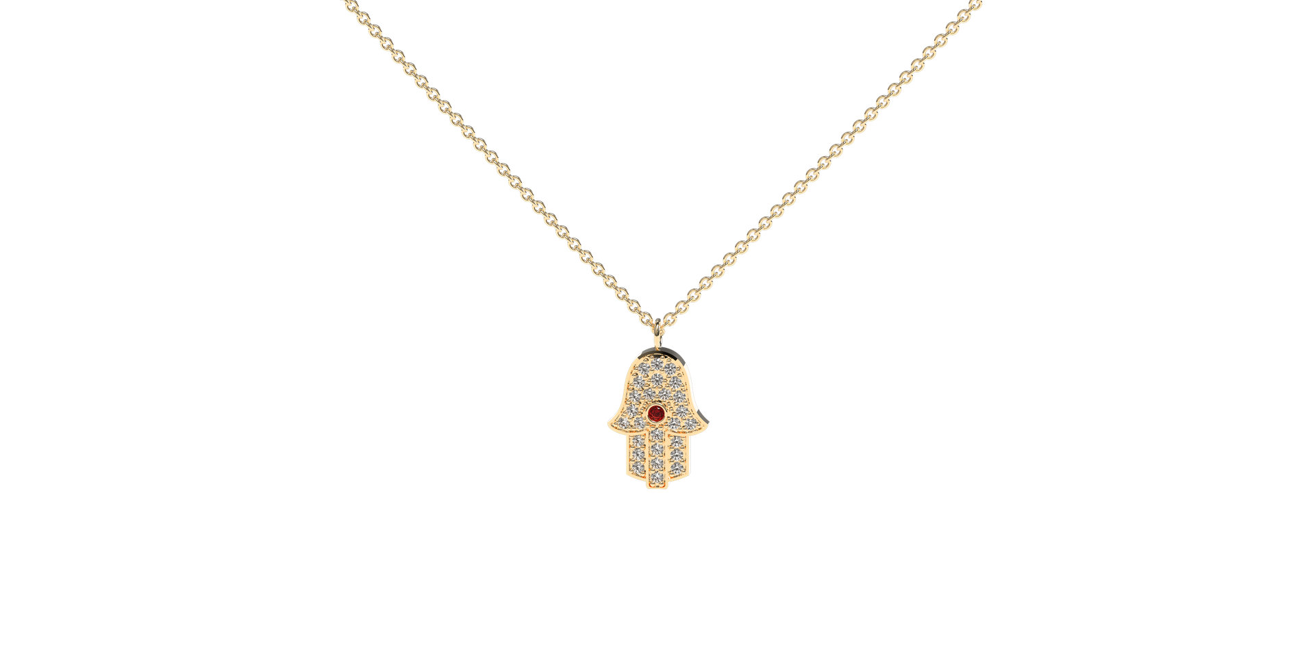 Diamond necklace with Ruby Hamsa