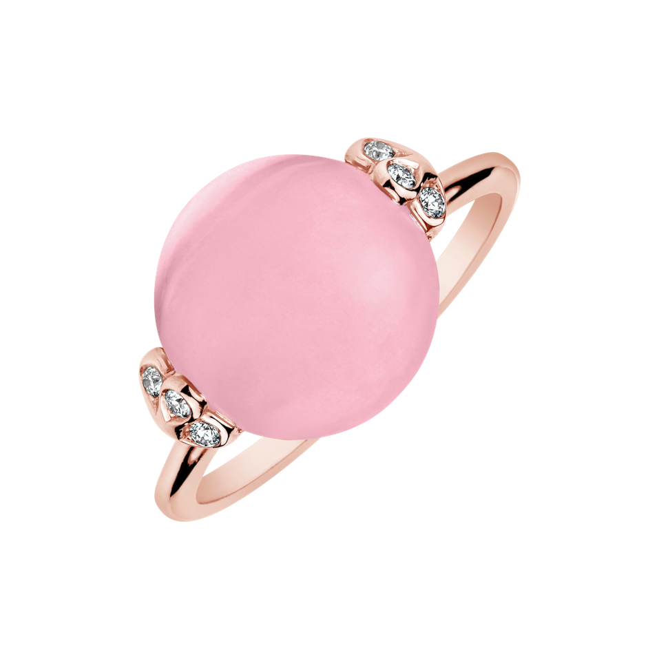 Diamond ring with Rose Quartz Heaven Czarina