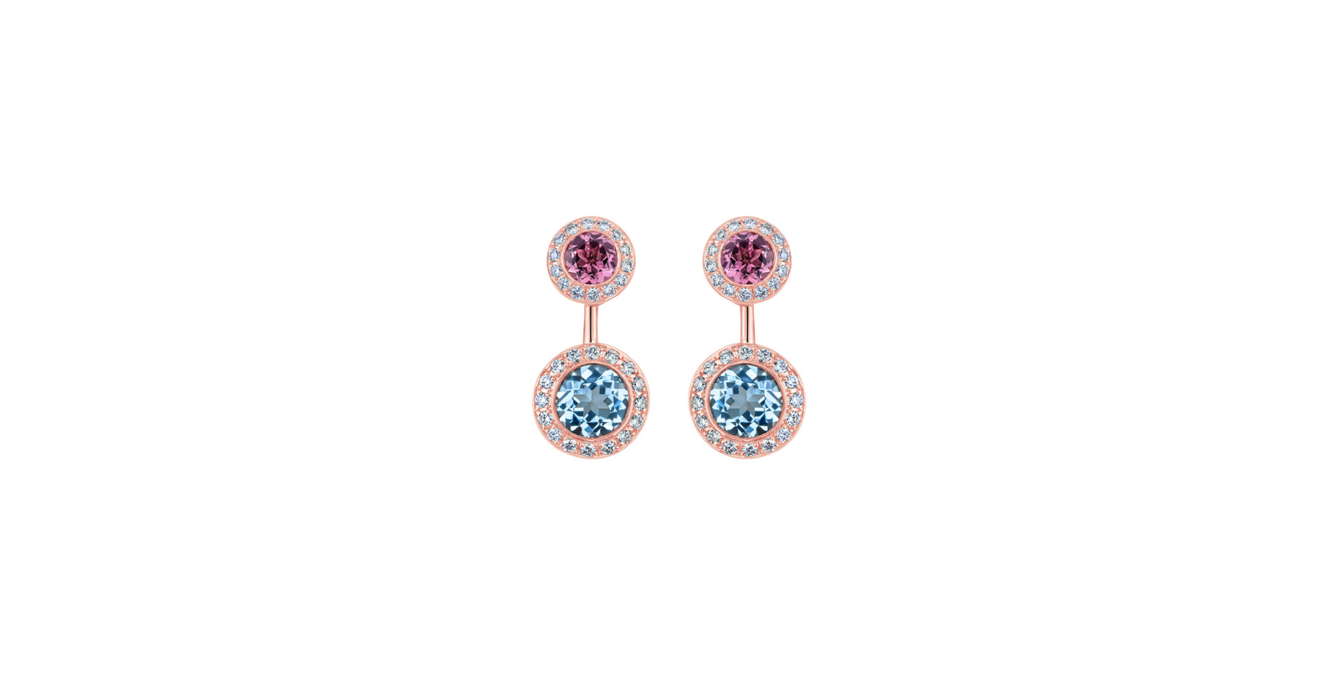 Diamond earrings with Aquamarine and Tourmaline Alchemy Labyrinth