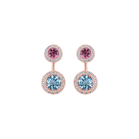 Diamond earrings with Aquamarine and Tourmaline Alchemy Labyrinth