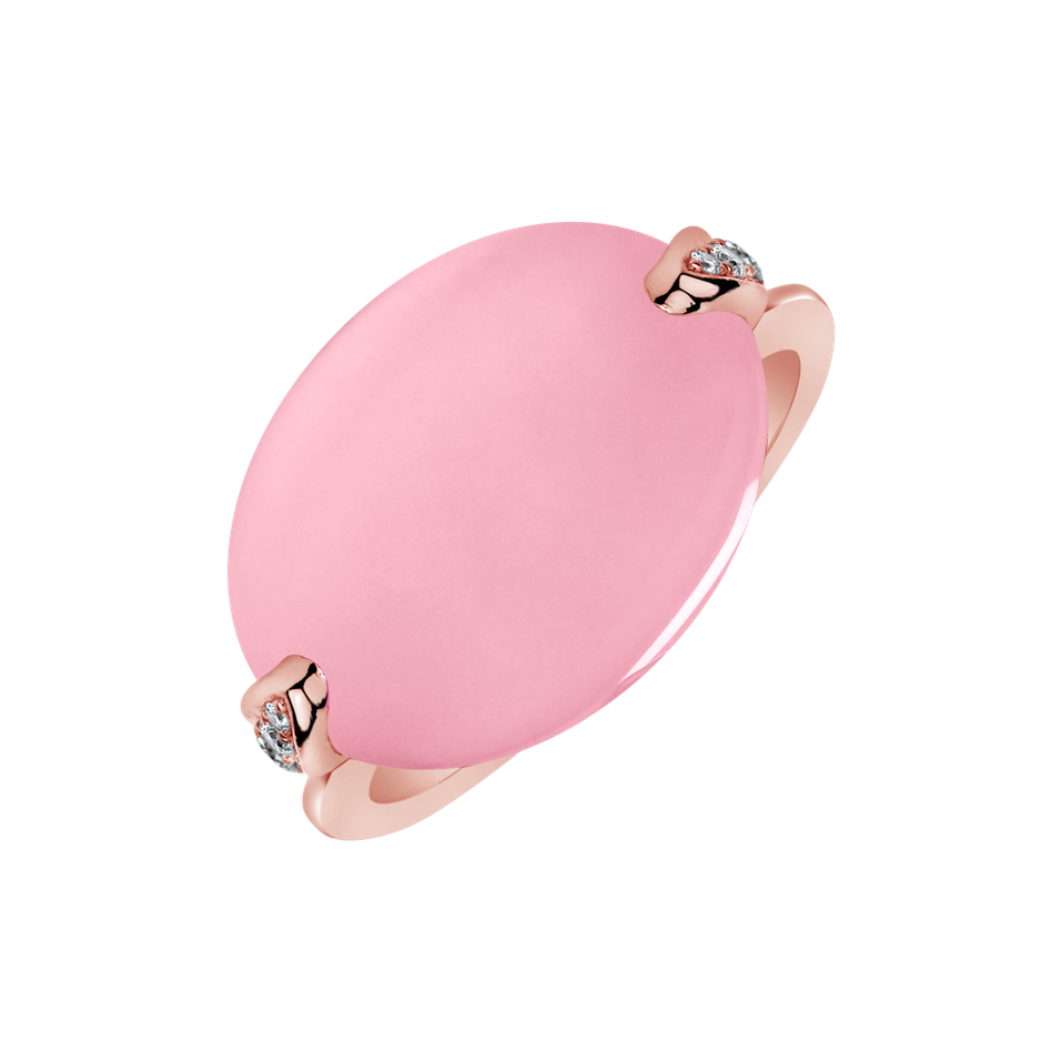 Diamond ring with Rose Quartz Eternity Kiss