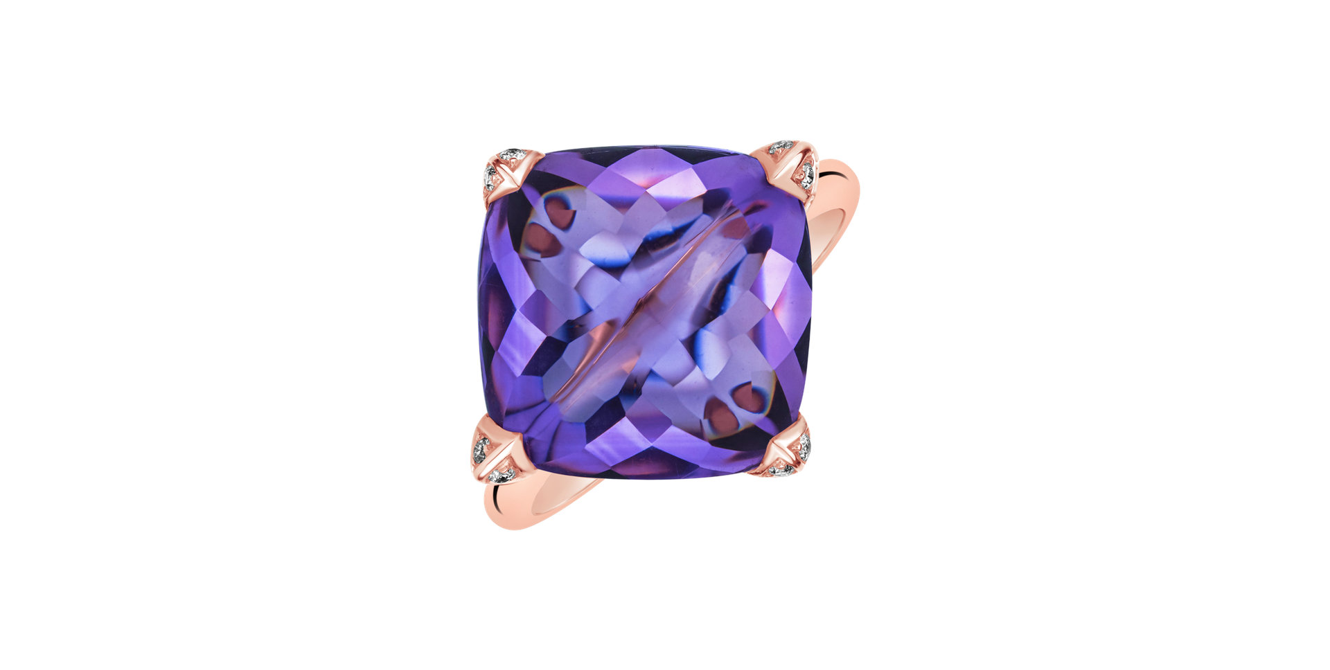 Diamond ring with Amethyst Pharaon Gem