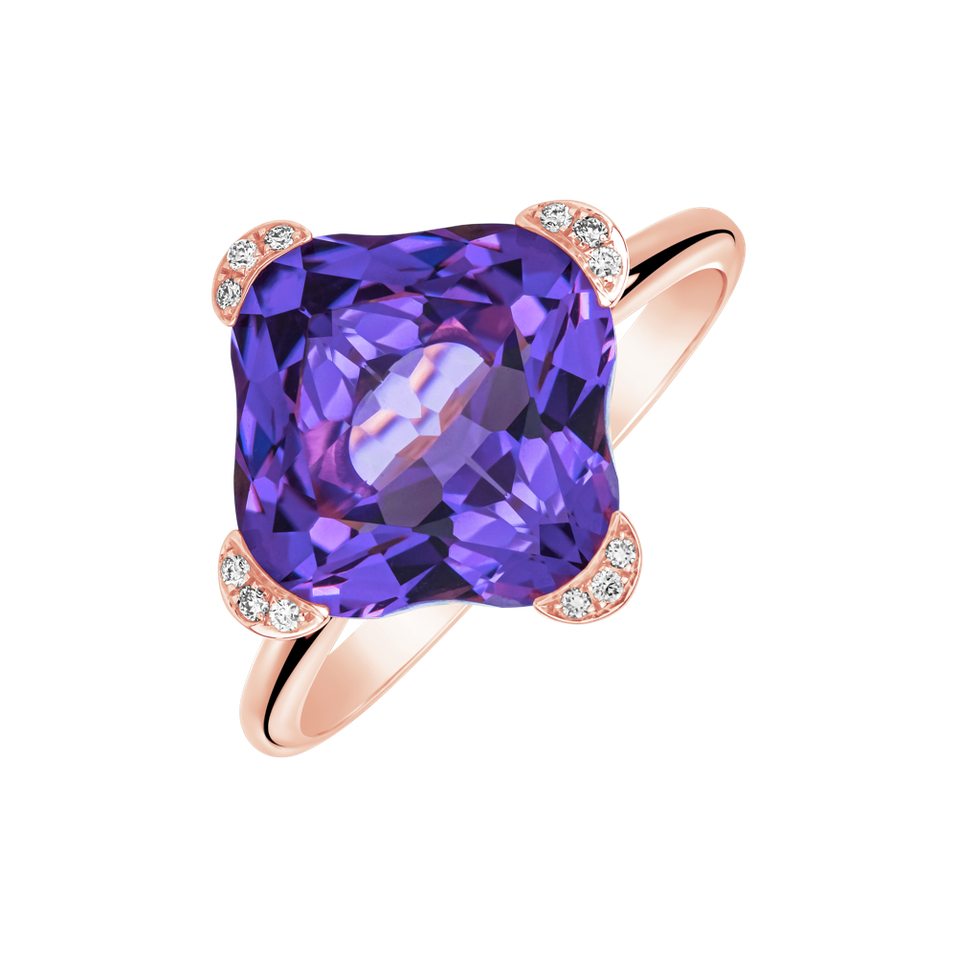 Diamond ring with Amethyst Space Stranger