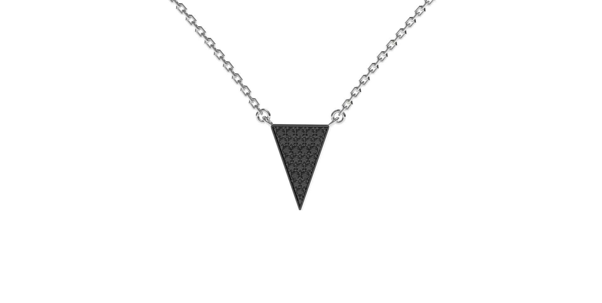 Necklace with black and white diamonds Shiny Triangle