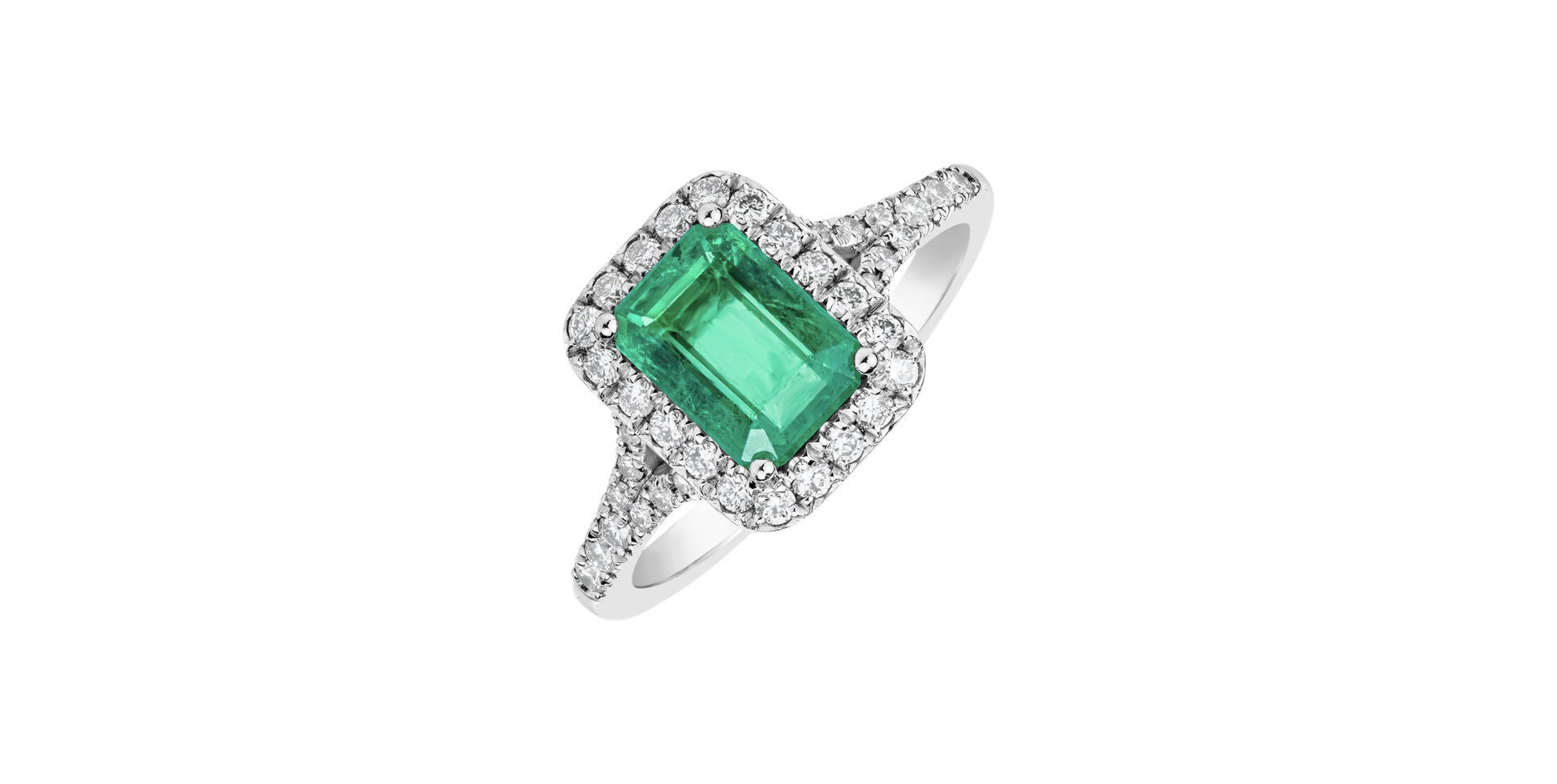 Diamond ring with Emerald Fantasy Gem