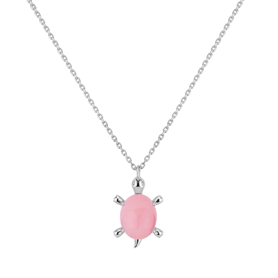 Diamond necklace with Rose Quartz Marvelous Turtle