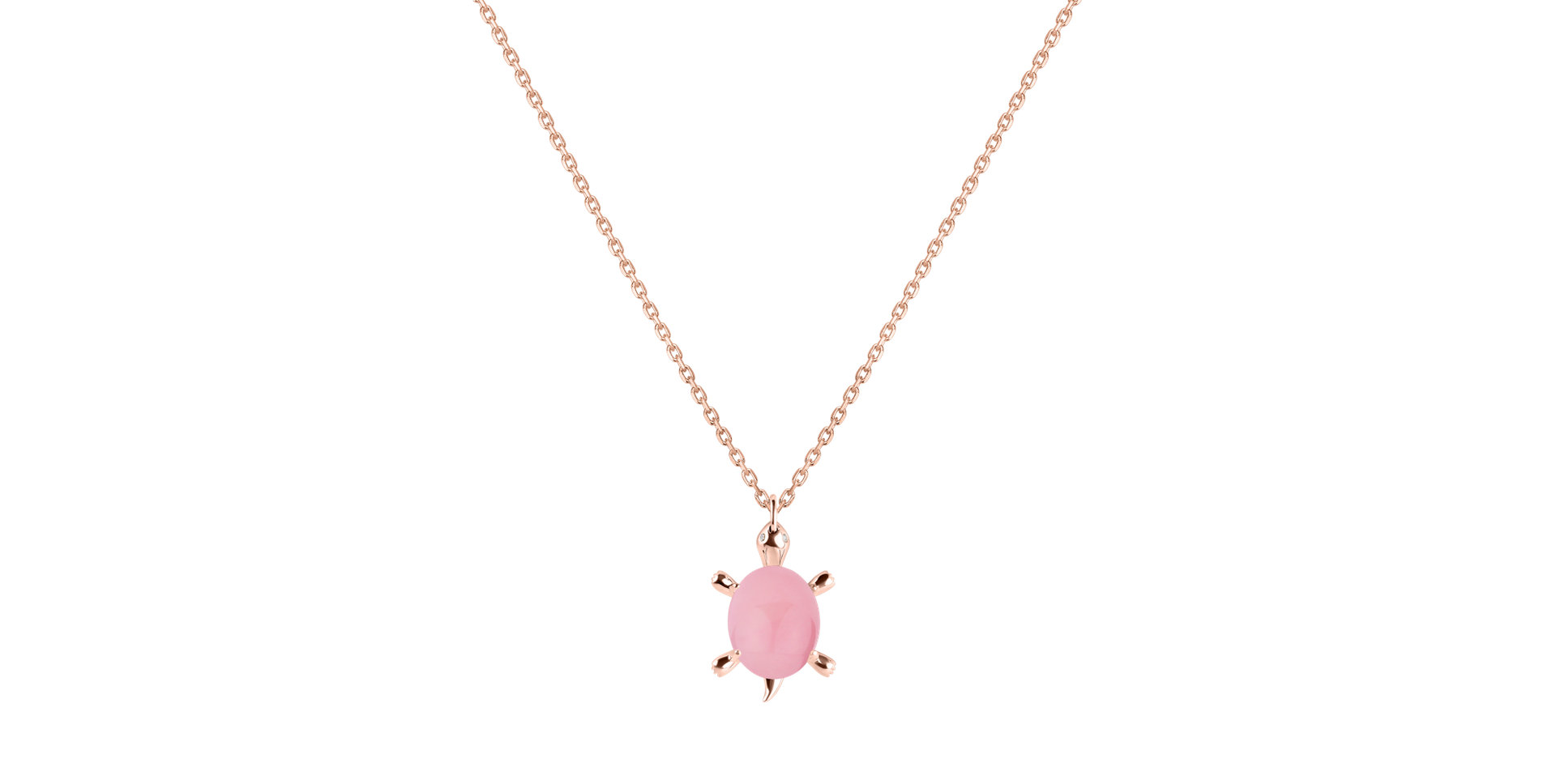 Diamond necklace with Rose Quartz Marvelous Turtle