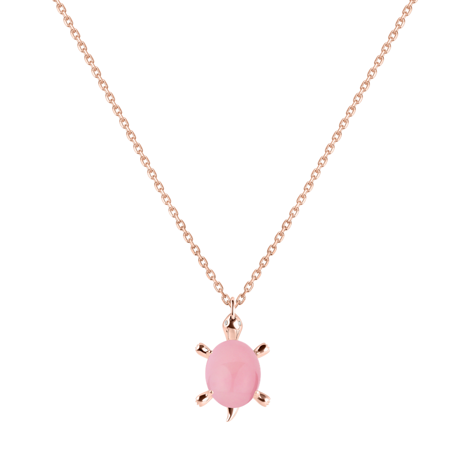 Diamond necklace with Rose Quartz Marvelous Turtle