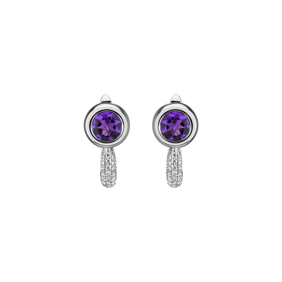 Diamond earrings with Amethyst Starshine Essence