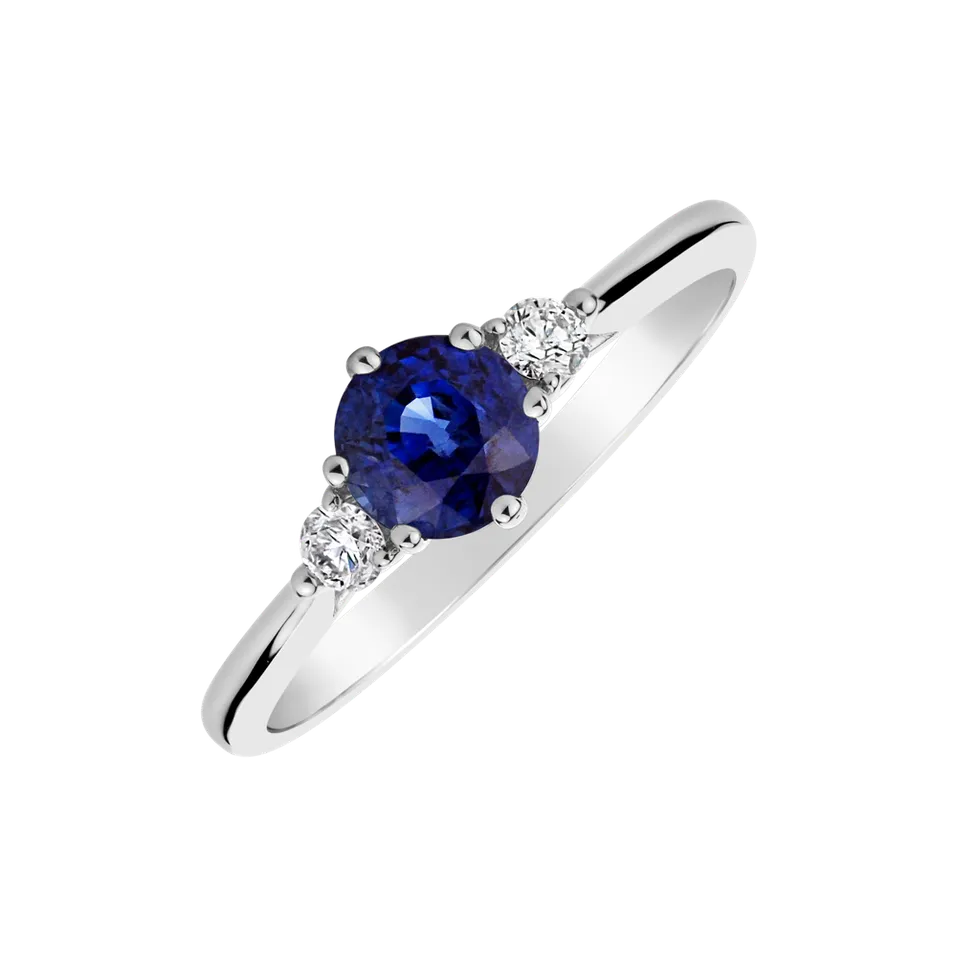 Diamond ring with Sapphire Midnight Serenity