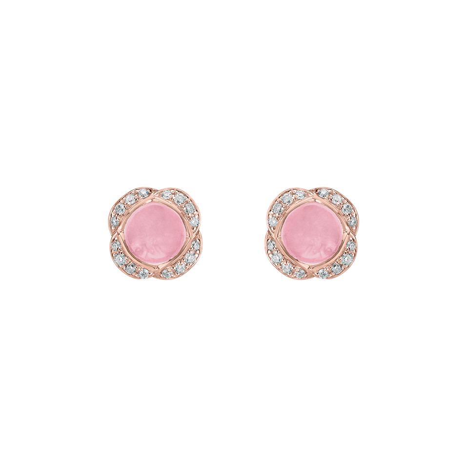 Diamond earrings with Rose quartz Genevieve