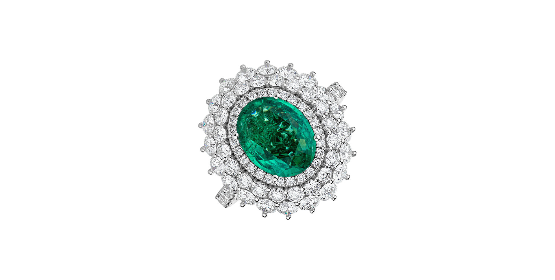 Diamond ring with Emerald Frozen Drop