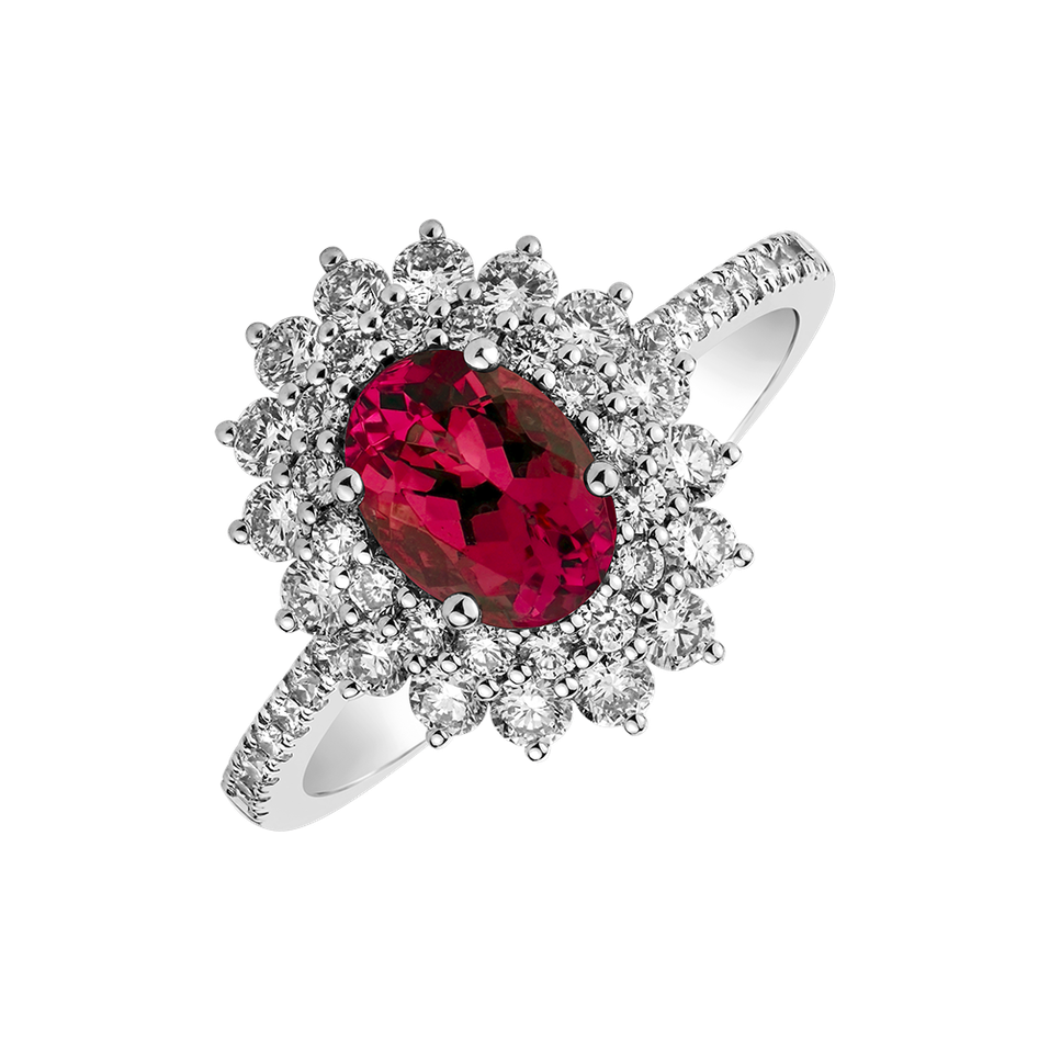 Diamond ring with Ruby Aurora Goddess