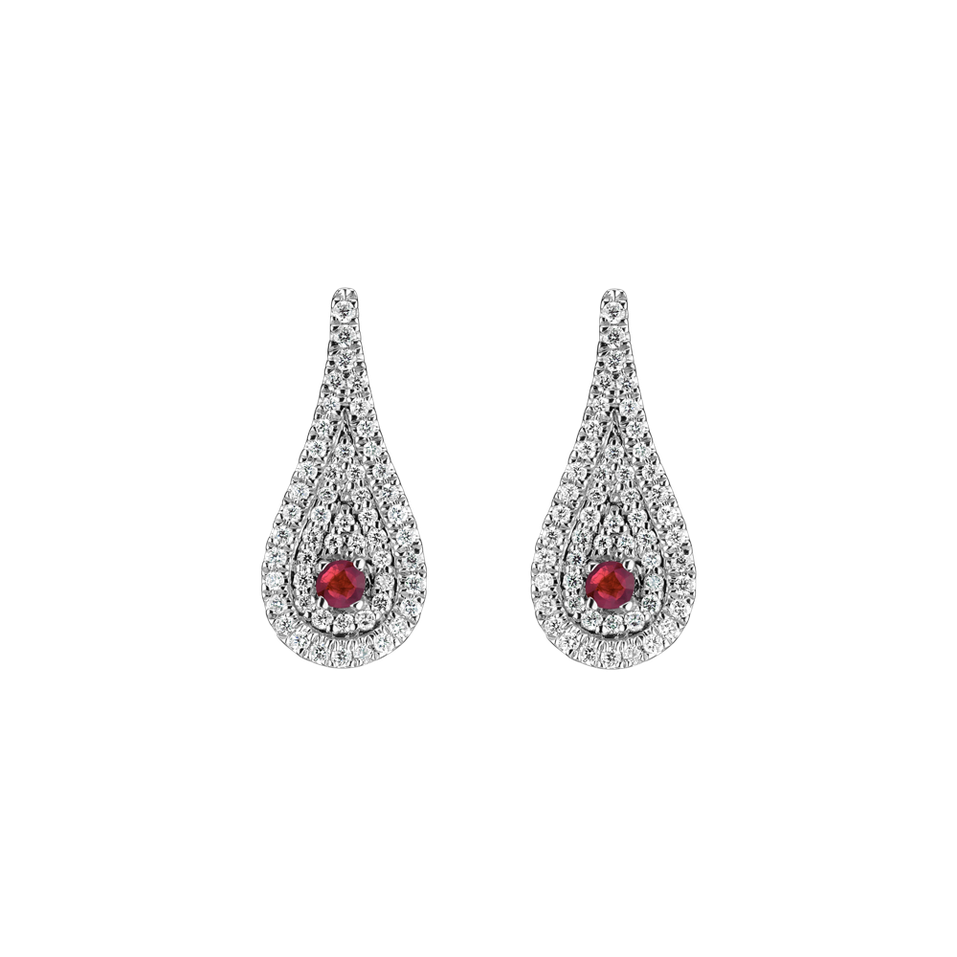 Diamond earrings with Ruby Tears of Joy