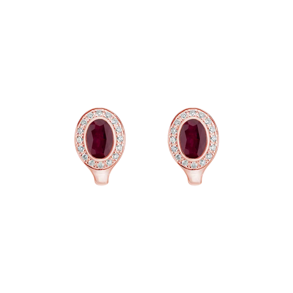 Diamond earrings with Ruby Lucky Ruby