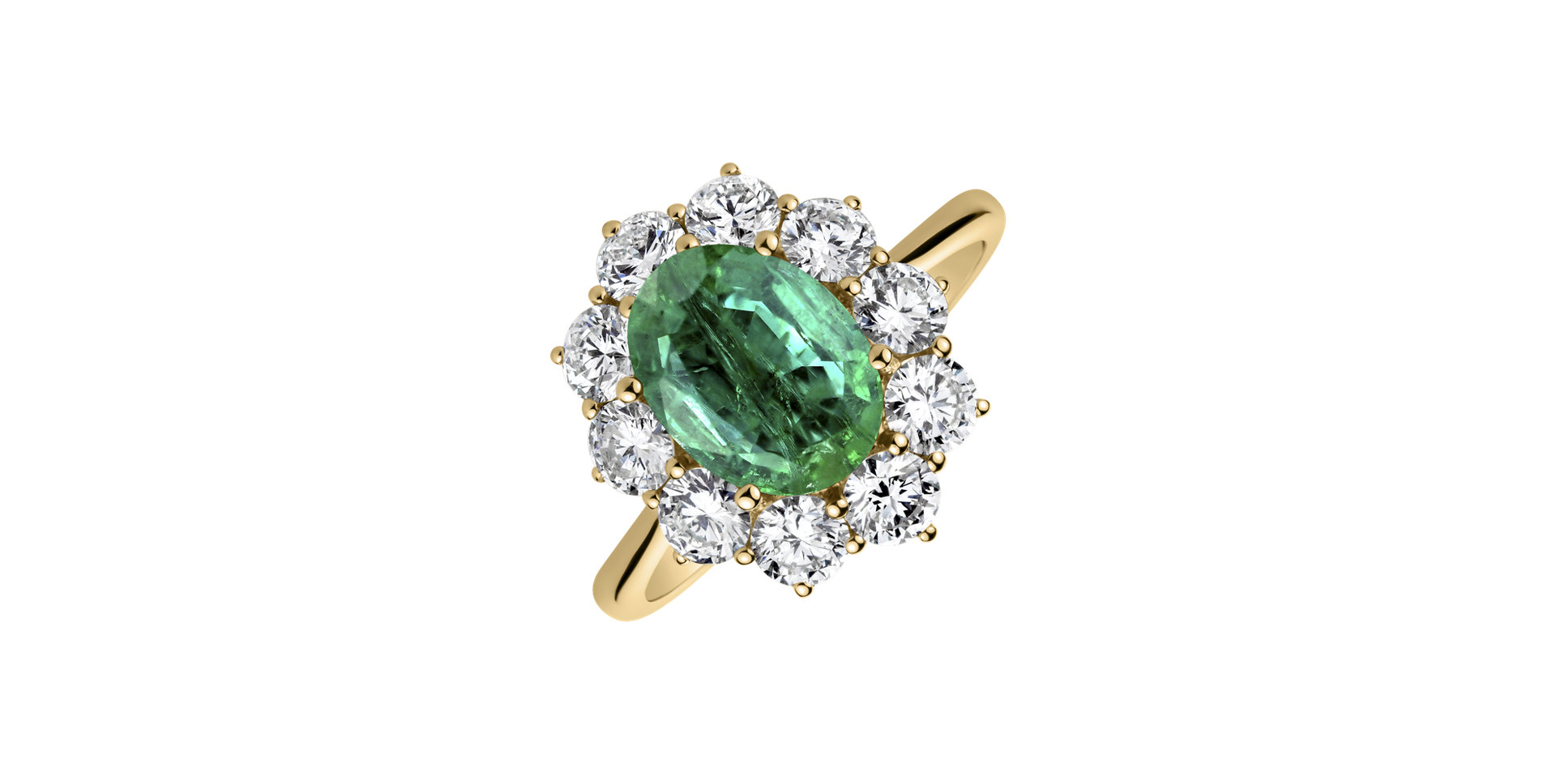 Diamond ring with Emerald Princess Joy
