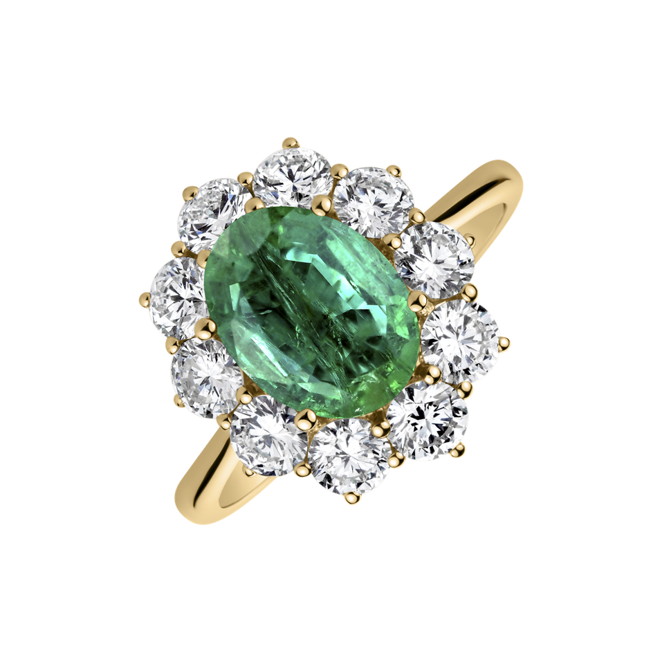 Diamond ring with Emerald Princess Joy