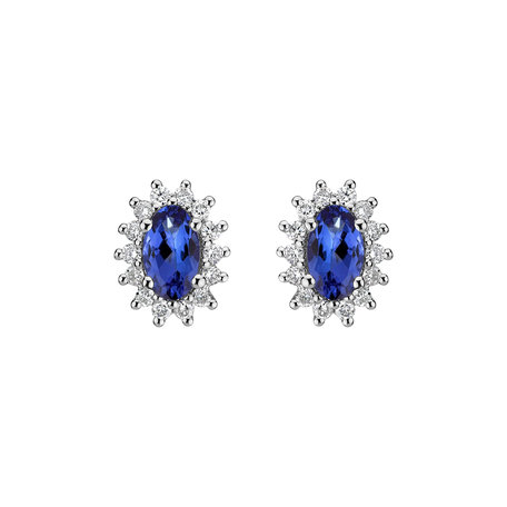 Diamond earrings with Tanzanite Princess Sparkle