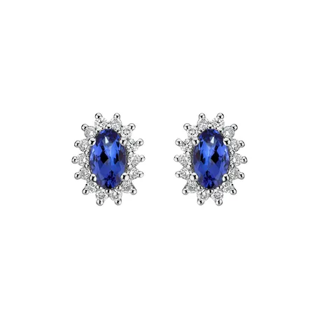 Diamond earrings with Tanzanite Princess Sparkle
