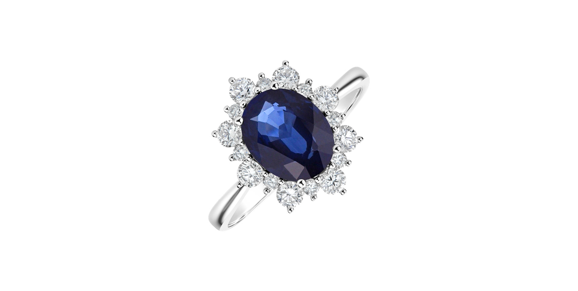 Diamond ring with Sapphire Princess Gem