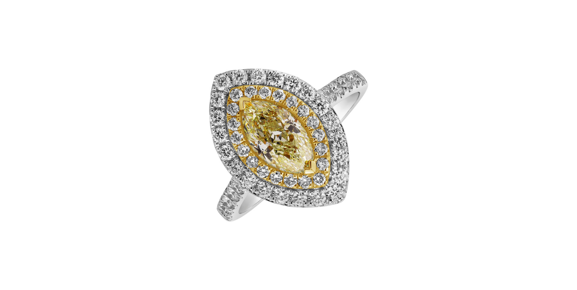 Ring with yellow and white diamonds Golden Light