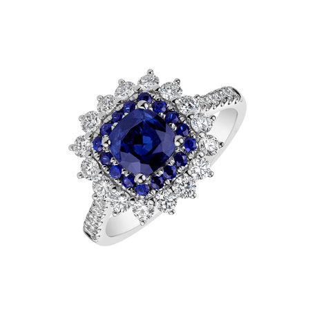 Diamond ring with Sapphire Radiant Shine
