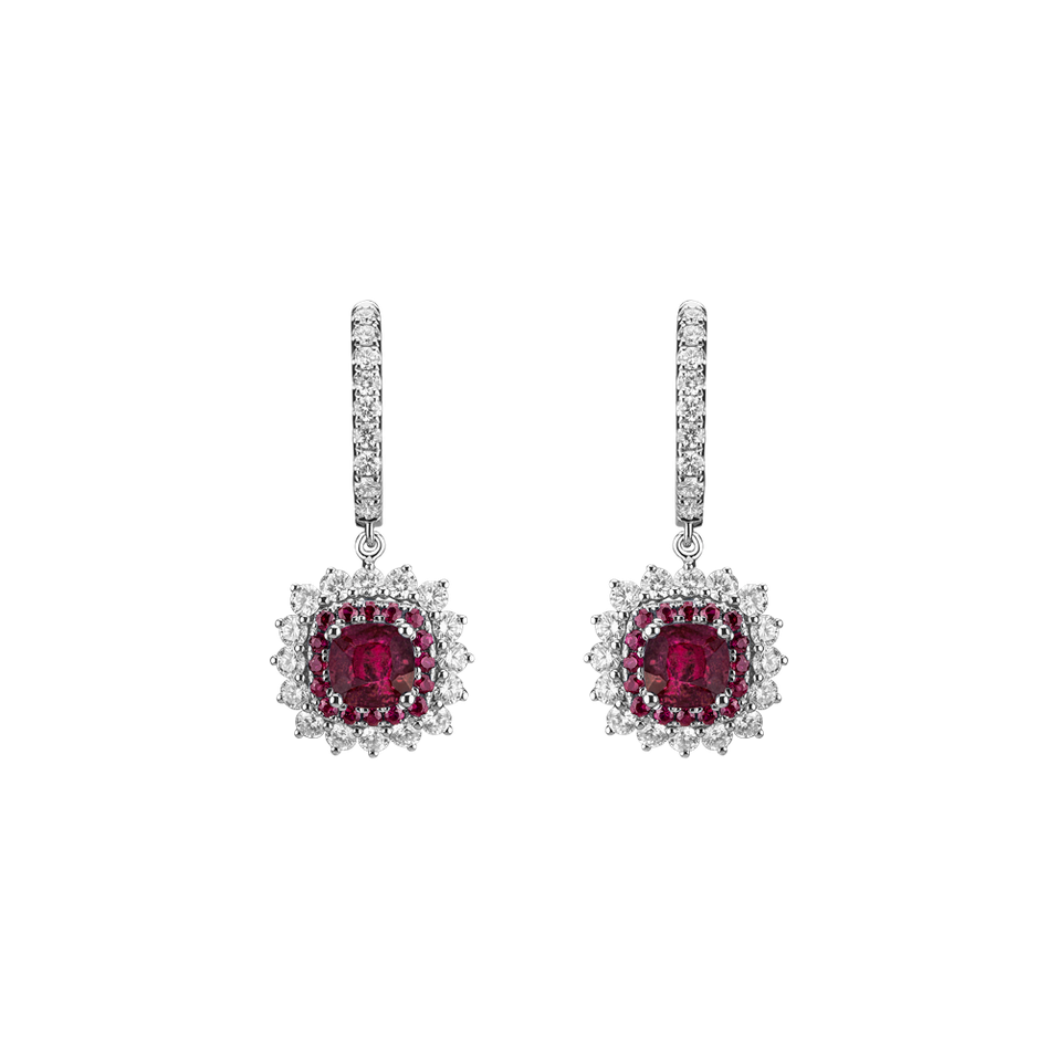 Diamond earrings with Ruby Radiant Shine