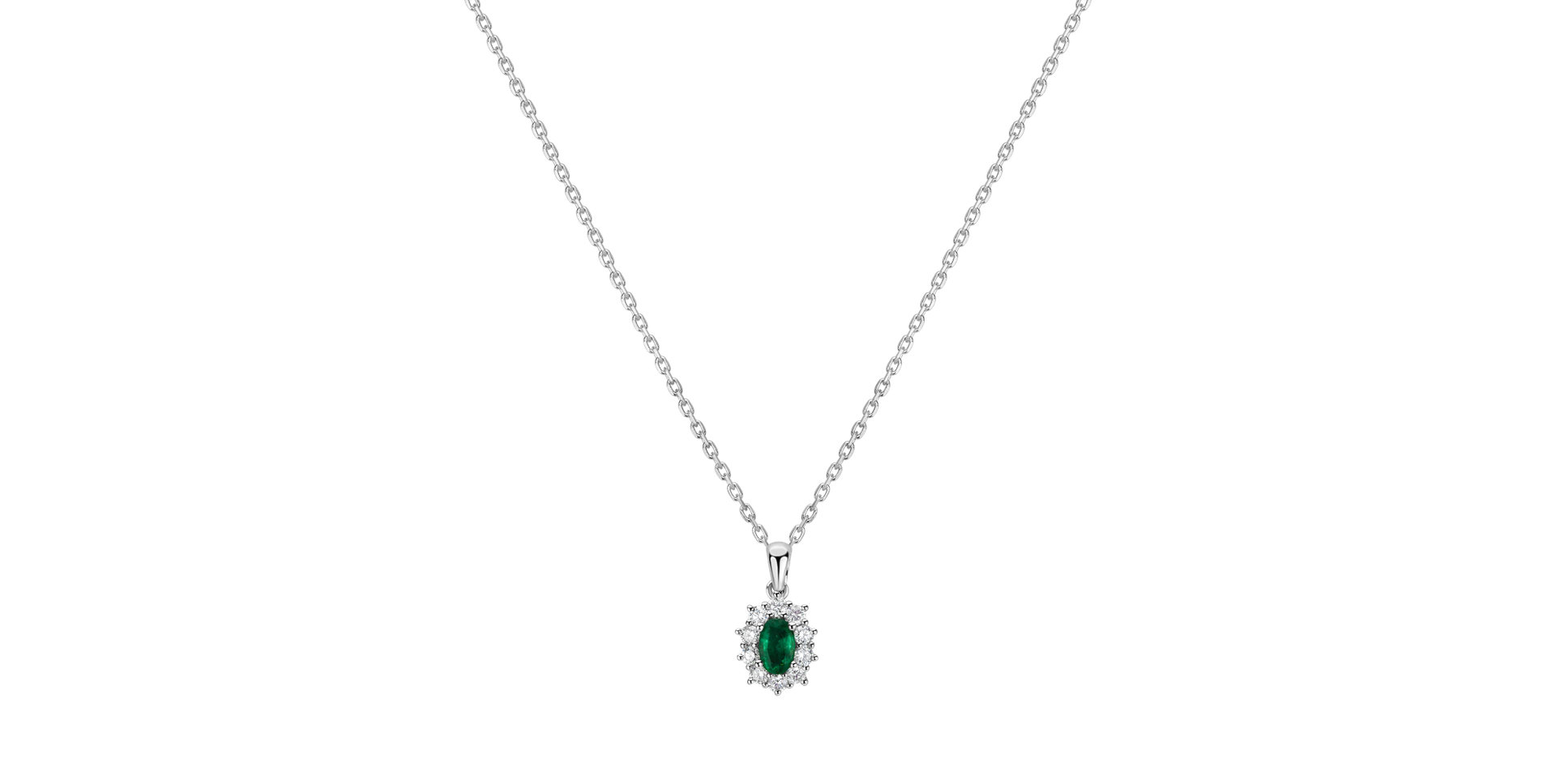 Diamond pendant with Emerald Princess