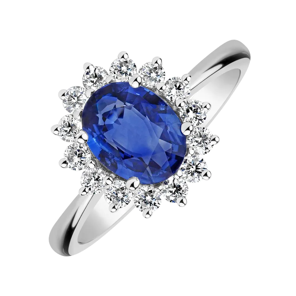Diamond ring with Sapphire Princess