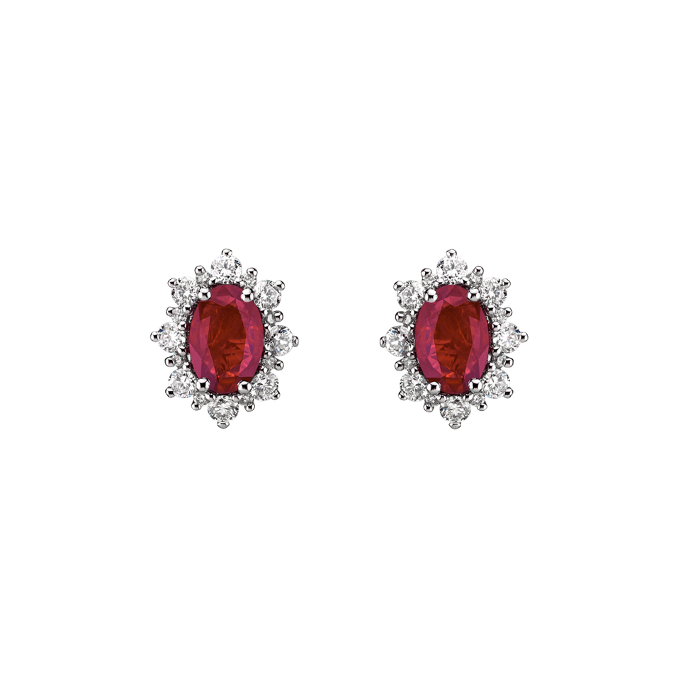 Diamond earrings with Ruby Royal Aurora