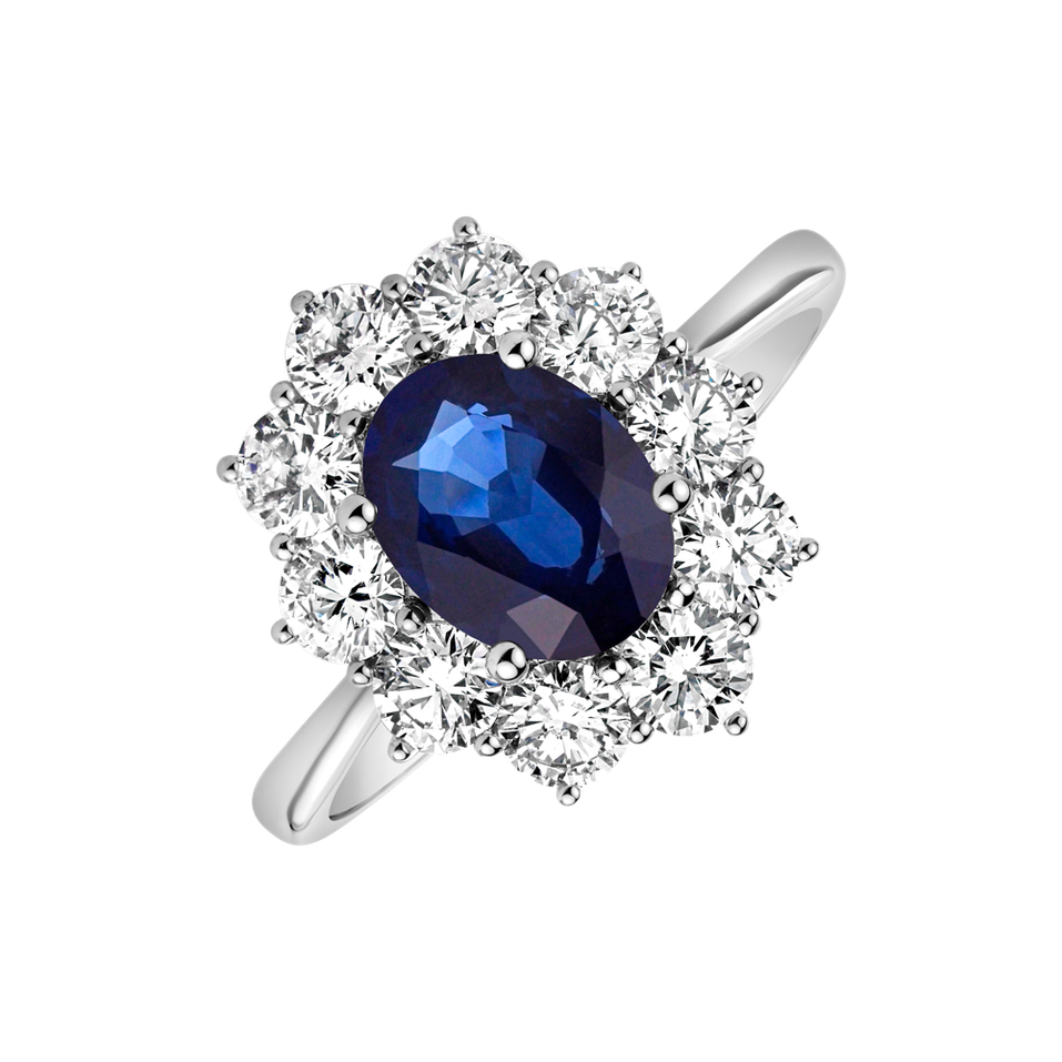 Diamond ring with Sapphire Princess Joy