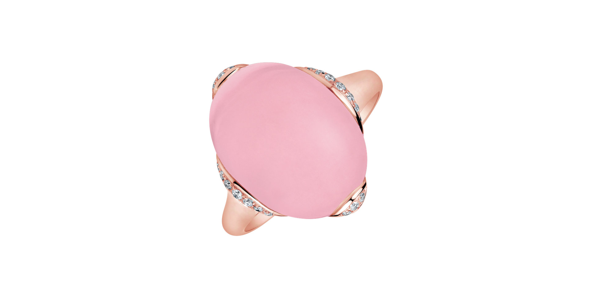 Diamond ring with Rose Quartz Dévouement