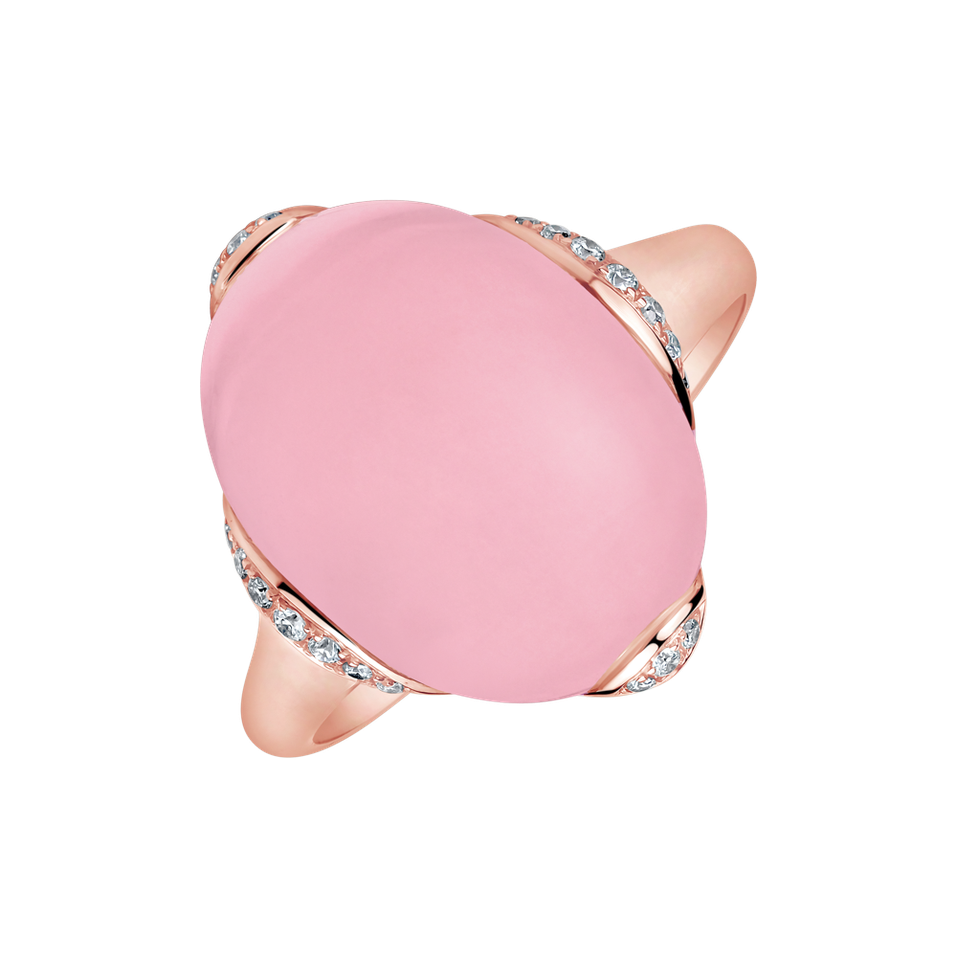Diamond ring with Rose Quartz Dévouement