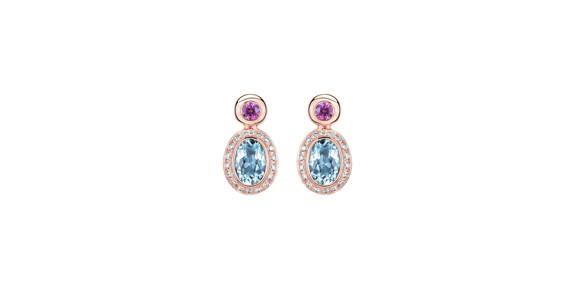 Diamond earrings with Aquamarine and Sapphire Lèpre
