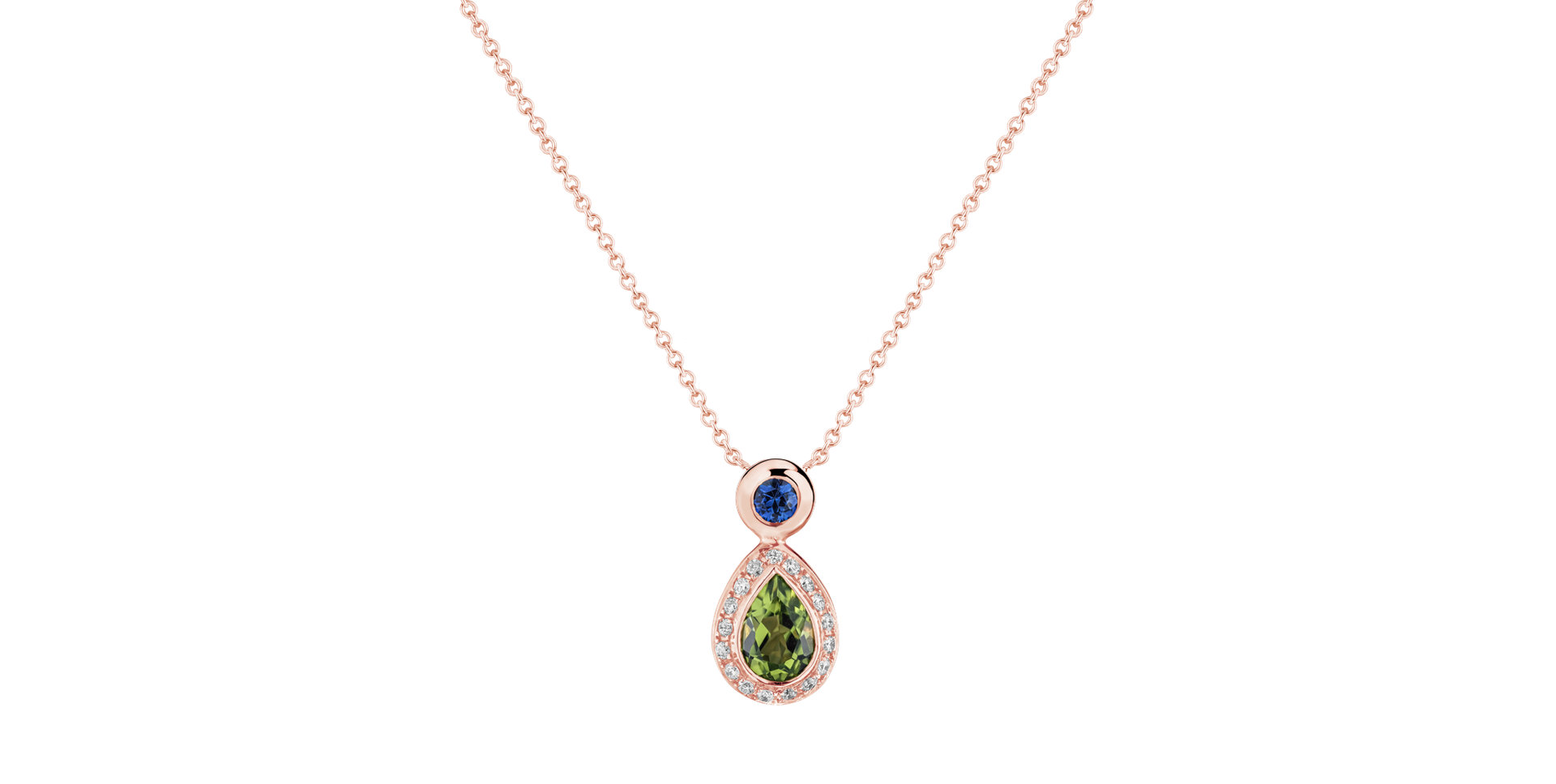 Diamond necklace with Peridote and Sapphire Charme