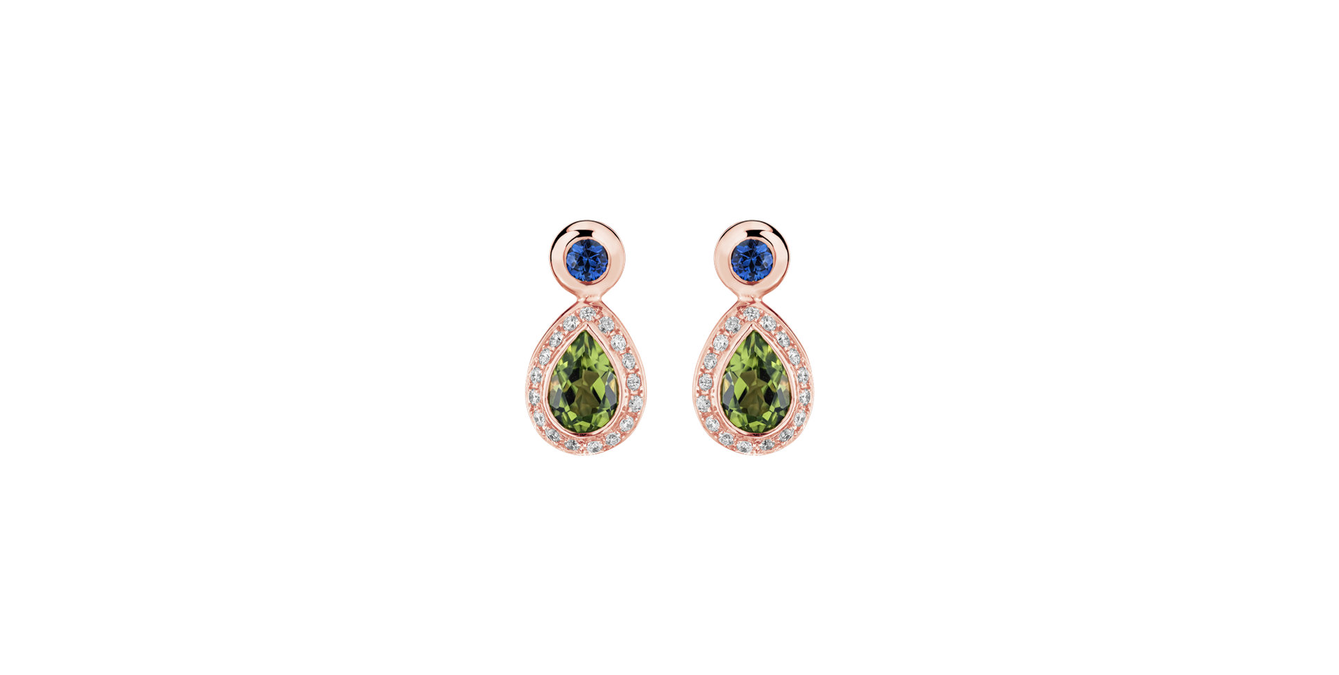 Diamond earrings with Peridote and Sapphire Charme
