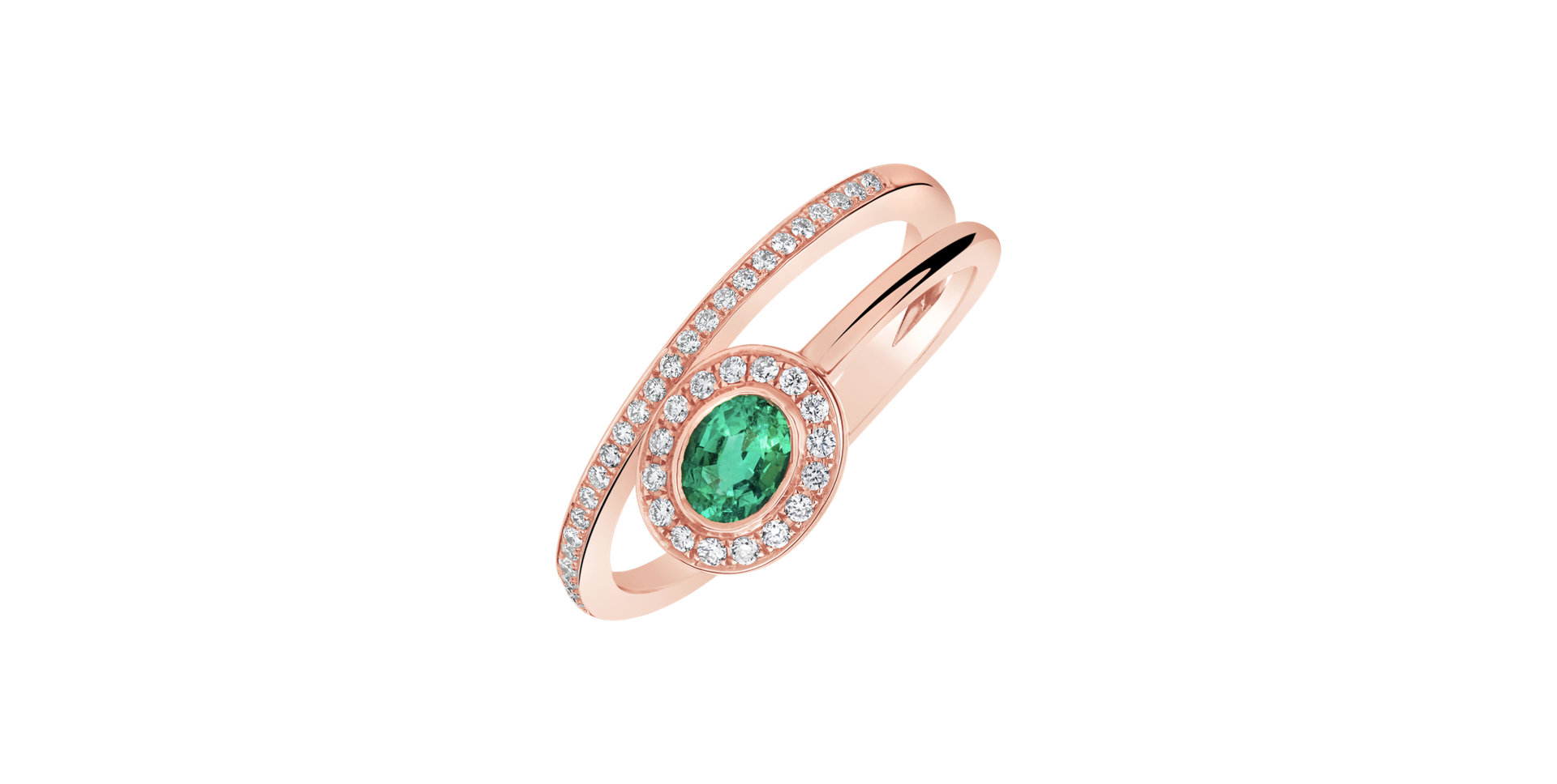 Diamond ring with Emerald Nicolette