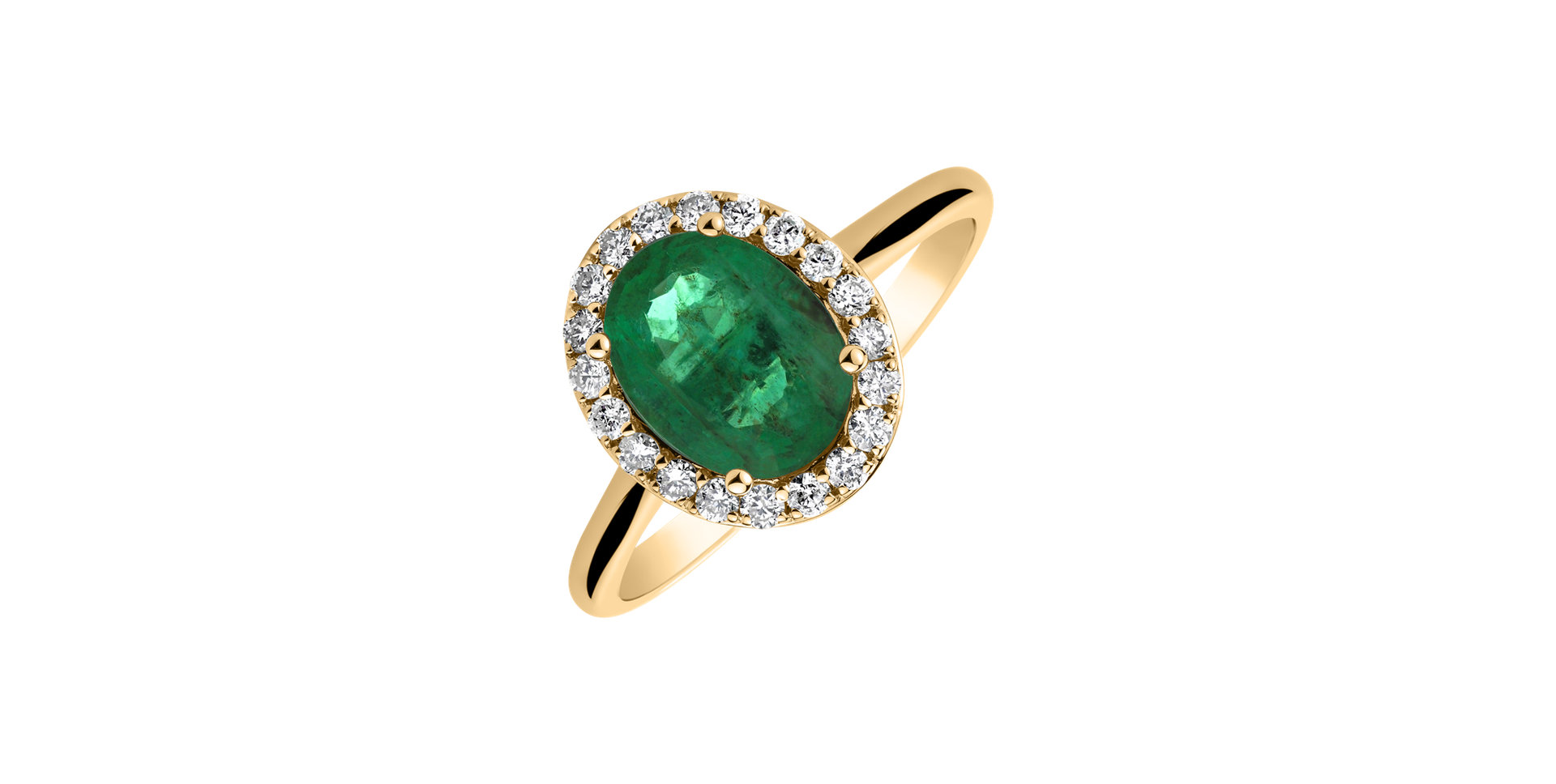 Diamond ring with Emerald Princess
