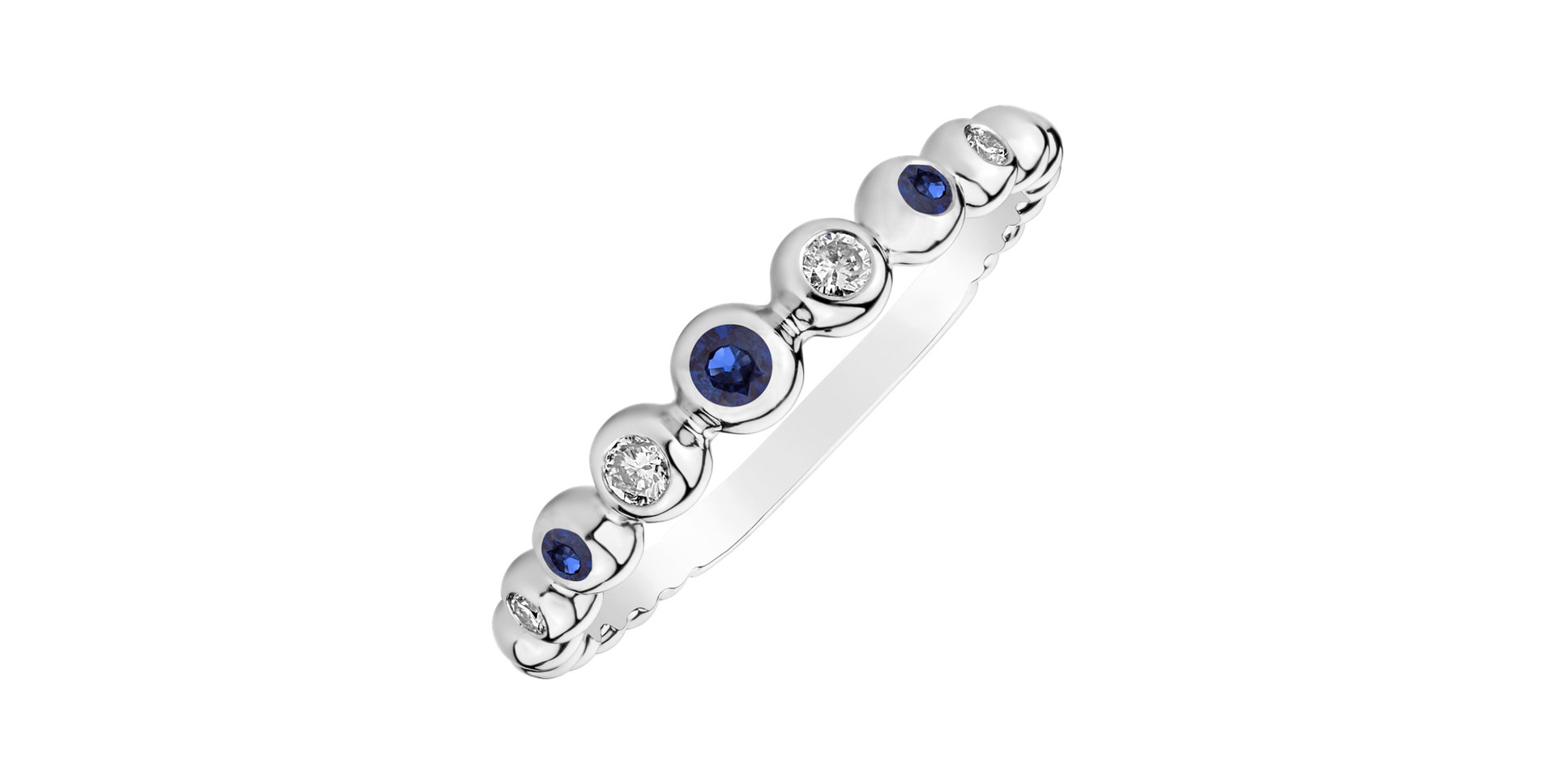Diamond ring with Sapphire Shiny Dots