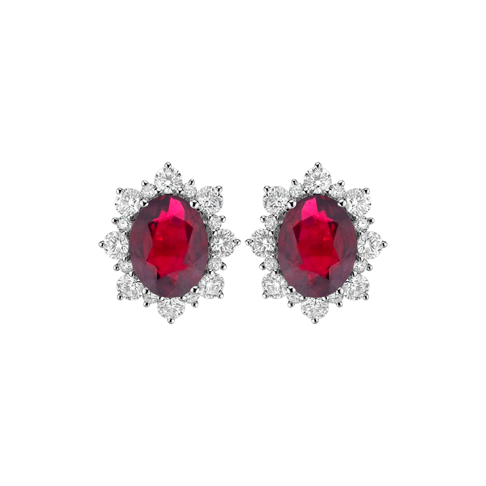 Diamond earrings with Ruby Princess