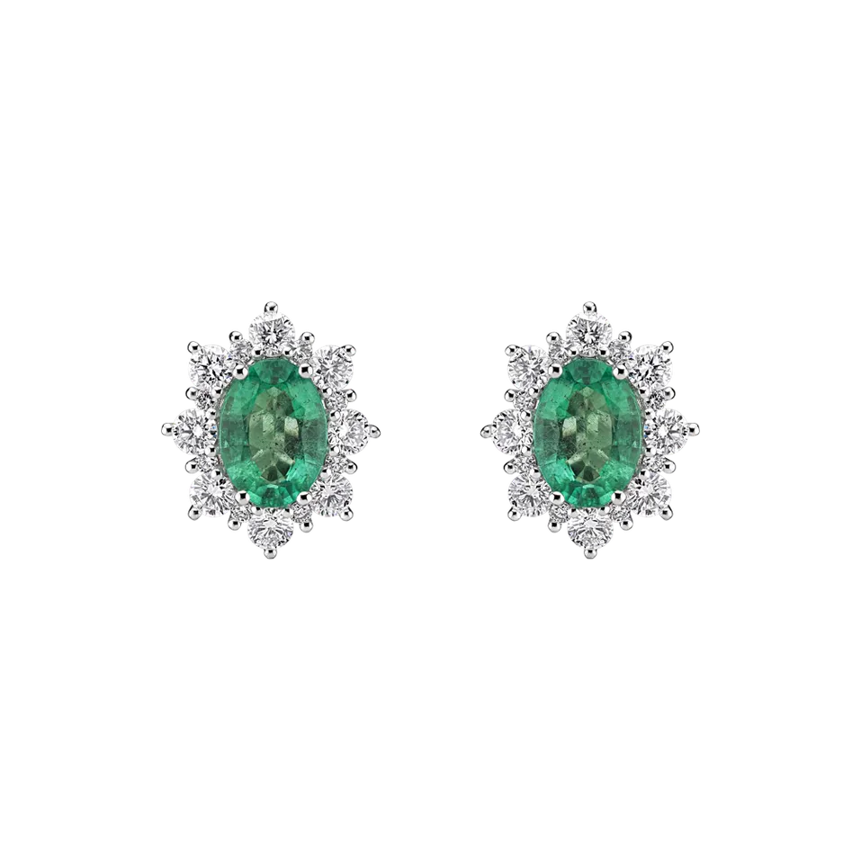 Diamond earrings with Emerald Princess